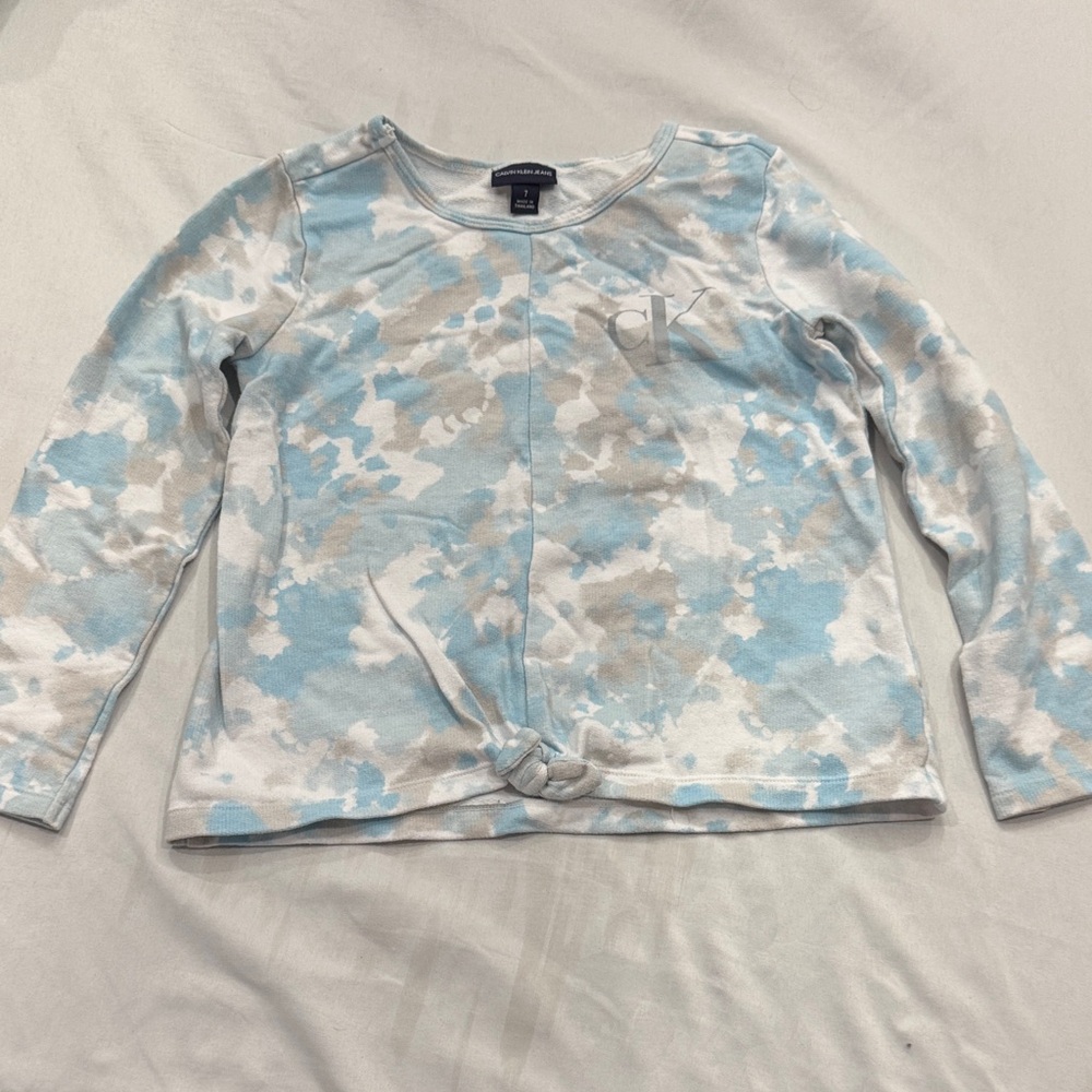 Calvin Klein Kids Cloudy Blue and White Long Sleeve Top